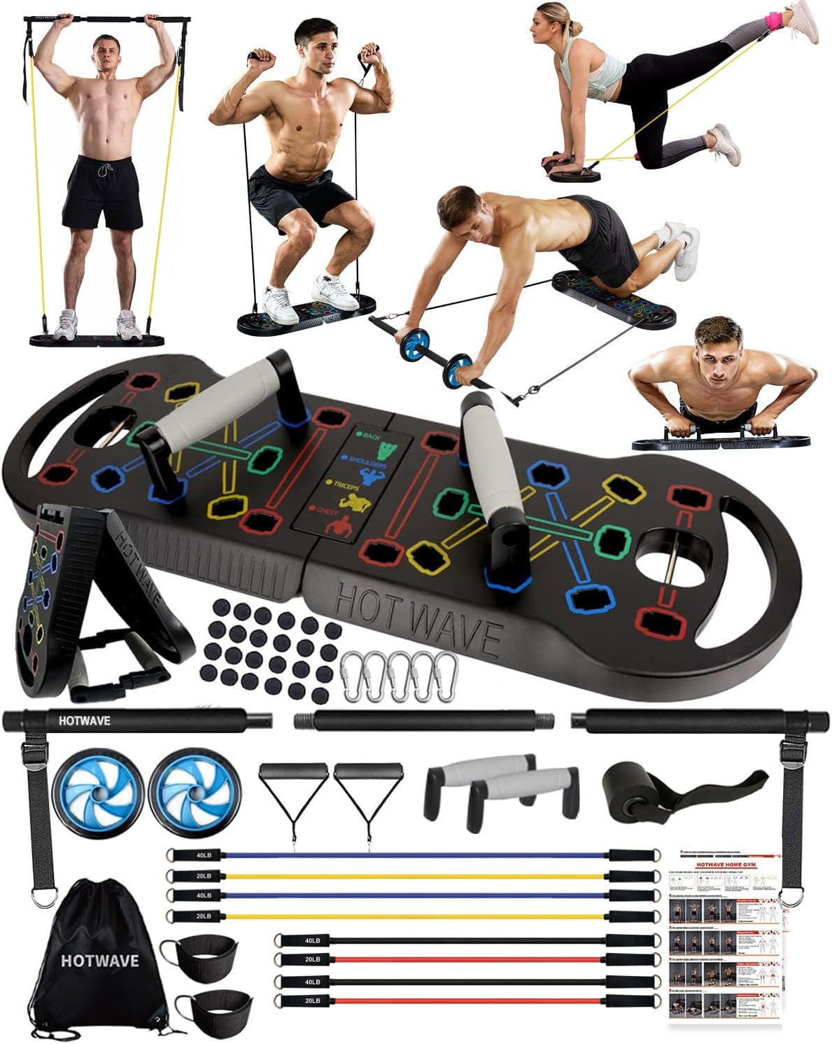 Full body training with compact fitness equipment covering all muscle groups