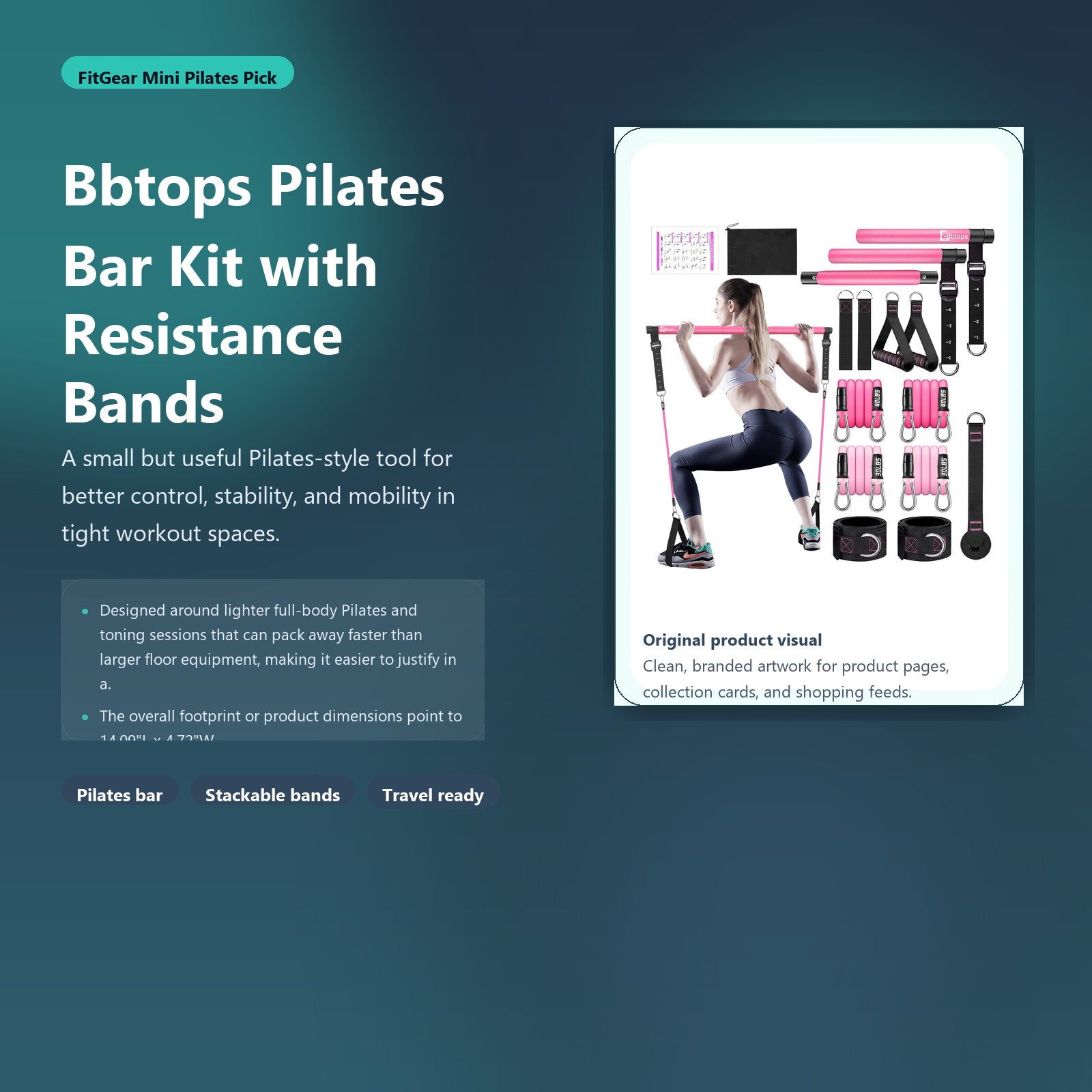 bbtops pilates bar kit with resistance bands hero image for FitGear Mini