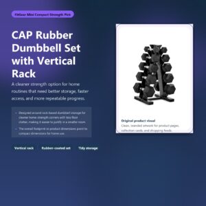 cap rubber dumbbell set with vertical rack hero image for FitGear Mini