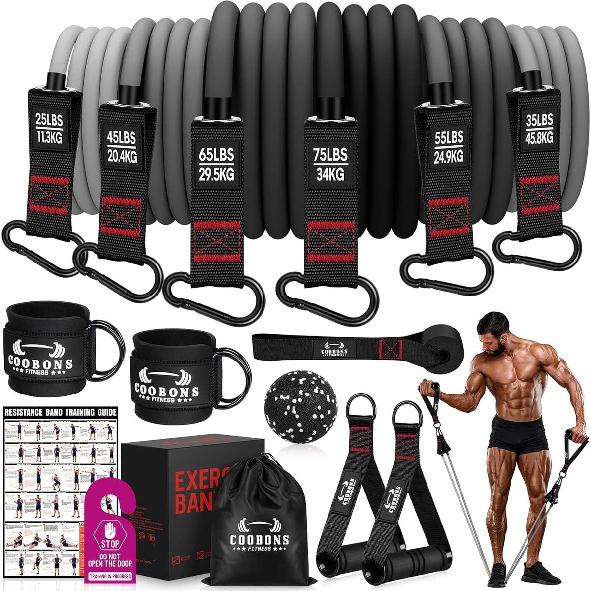 COOBONS FITNESS Resistance Bands with accessories for home workout