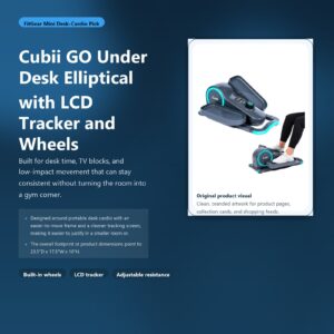 cubii go under desk elliptical with lcd tracker and wheels hero image for FitGear Mini