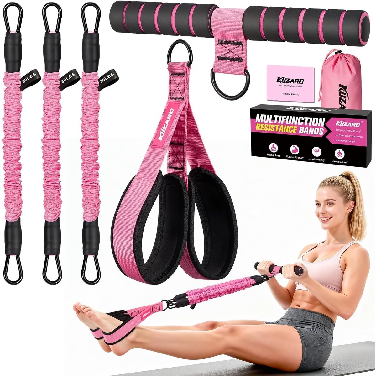 KUZARO Resistance Bands with accessories for home workout