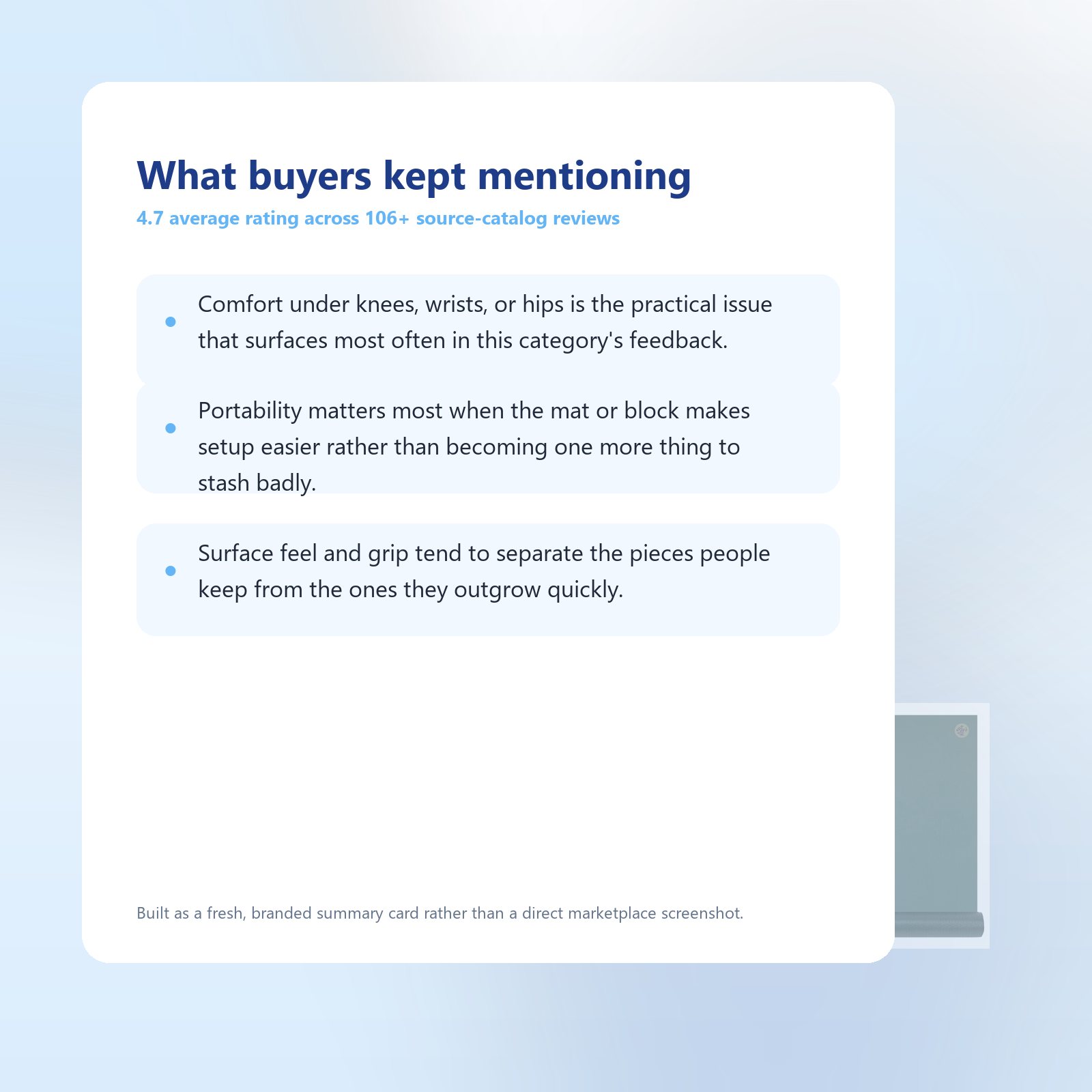 Buyer feedback highlights for Manduka PRO Travel Yoga Mat for Packable Practice