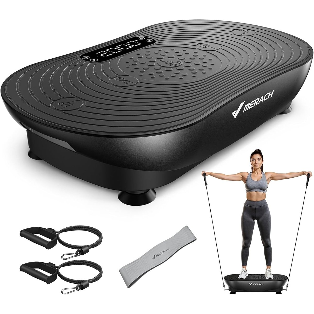MERACH Vibration Plate with accessories for home workout