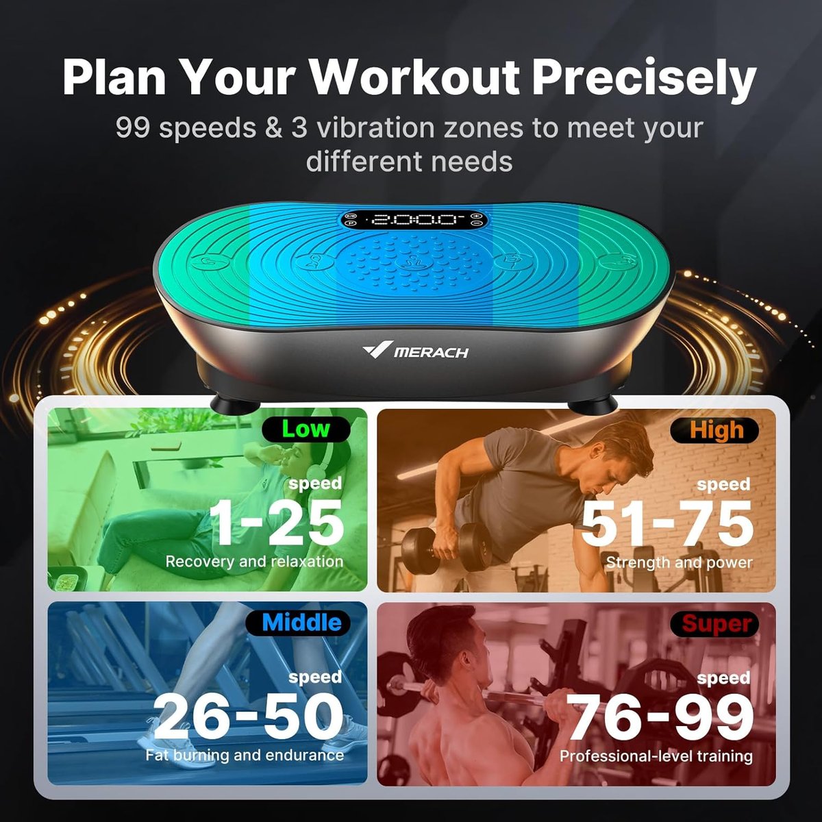 MERACH Vibration Plate LCD display and controls