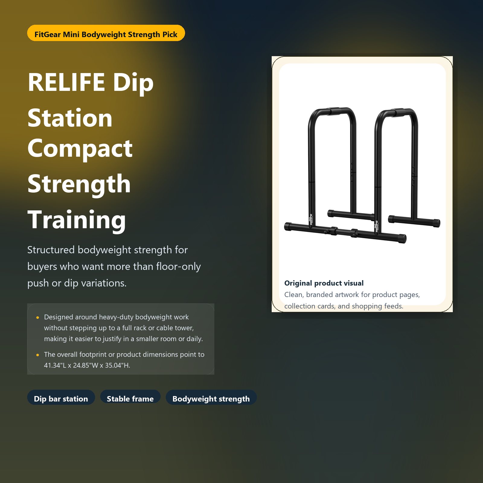 relife dip station for compact strength training hero image for FitGear Mini