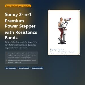 sunny 2 in 1 premium power stepper with resistance bands hero image for FitGear Mini
