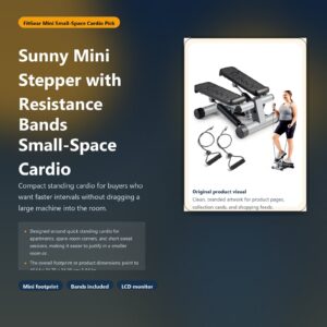 sunny mini stepper with resistance bands for small space cardio hero image for FitGear Mini