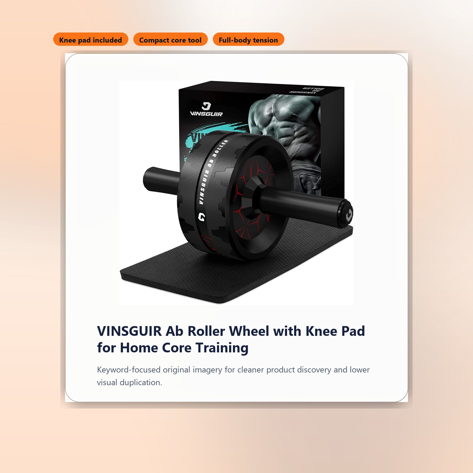 vinsguir ab roller wheel with knee pad for home core training packshot image