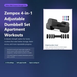 zempox 4 in 1 adjustable dumbbell set for apartment workouts hero image for FitGear Mini
