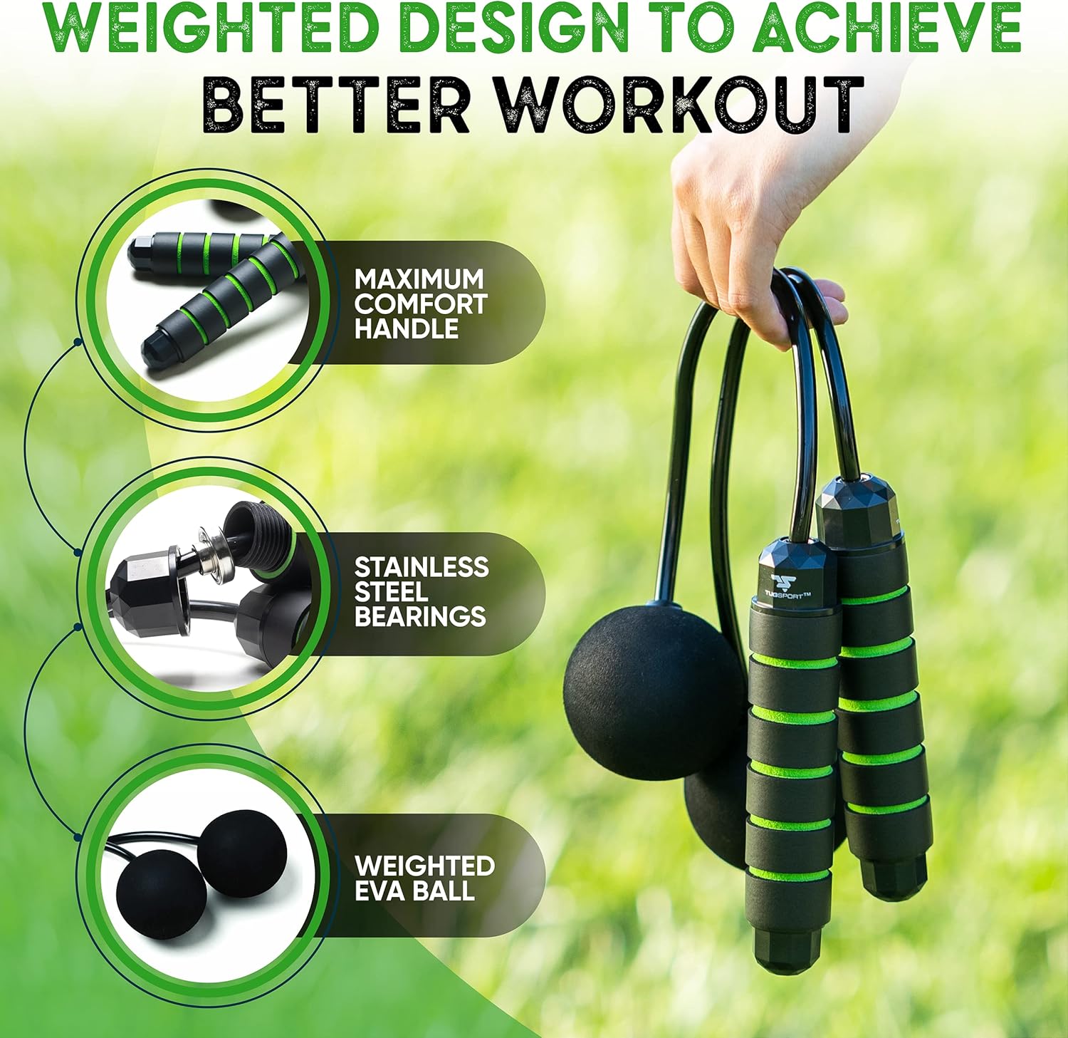 FitGear Cordless Jump Rope Weighted 1/2LB