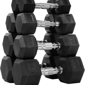 FitGear Rubber Hex Dumbbell Set 5-30lb